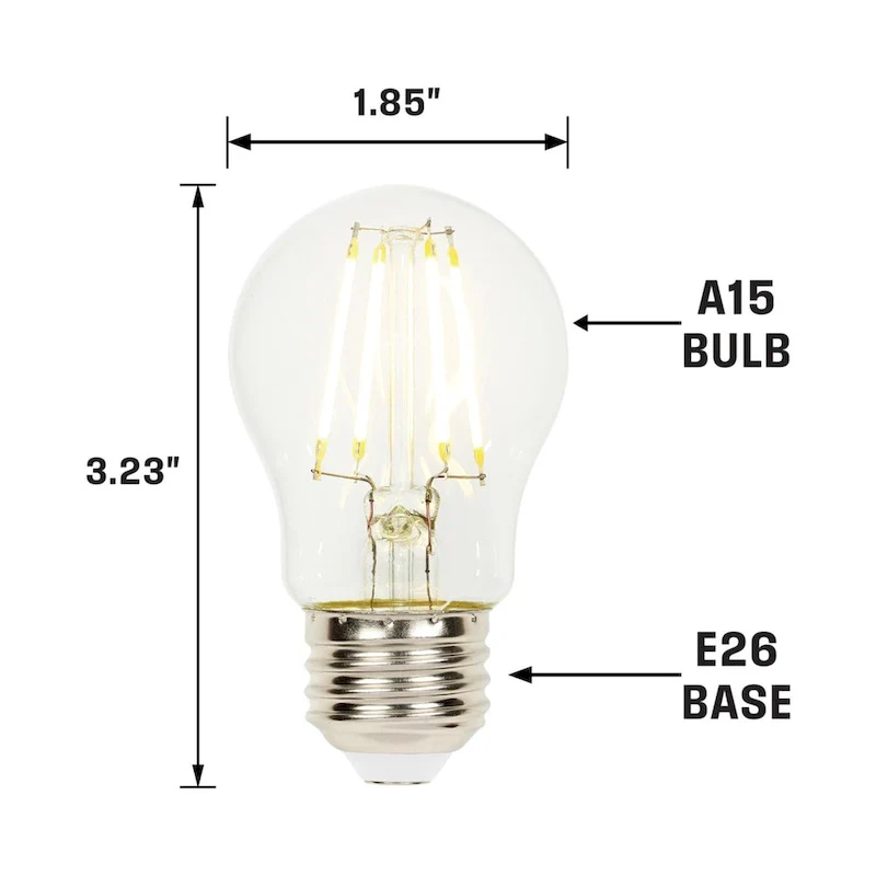 Westinghouse Lighting 4.5-Watt (40-Watt Equivalent) Clear A15 Dimmable Filament LED Light Bulb, Medium Base, 6 Pack - 6-Pack