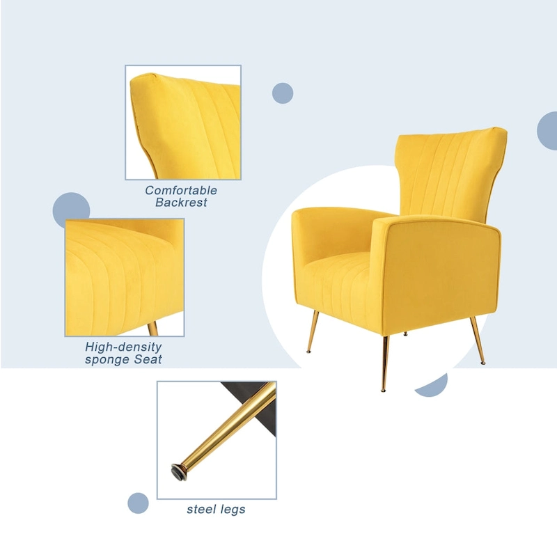 Velvet Accent Chair with Gold Legs