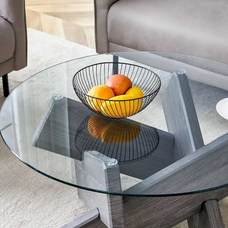 33.4 Modern Round Tempered Glass Table
