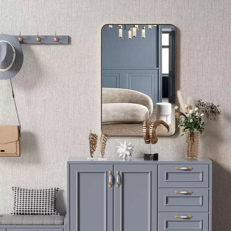 24x36'' Rectangle Bathroom Mirror,Decorative Wall Mirror with Shatterproof Film & Brushed Aluminum Frame for Bathroom,Living Room