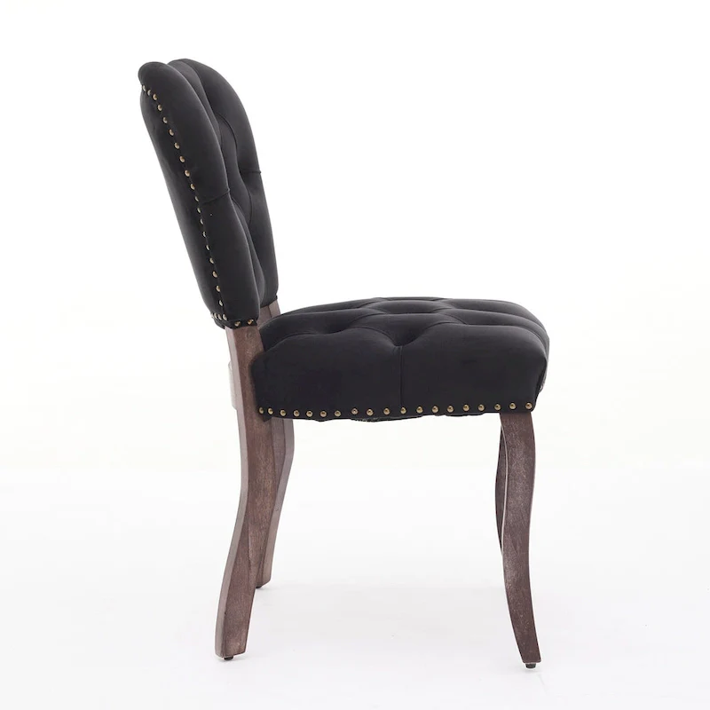 Velvet Tufted Dining Chairs Set of 2 with Wooden Legs