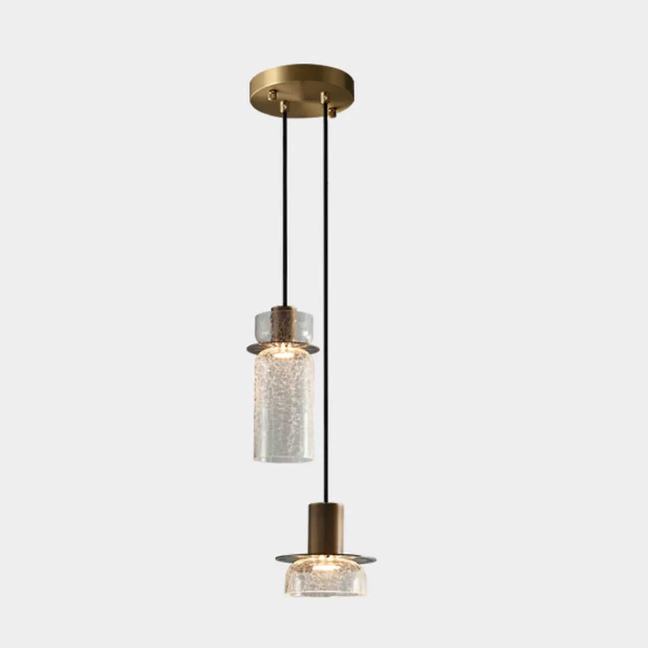 Modern Brass Metal Crackle Glass Warm LED Pendant Light