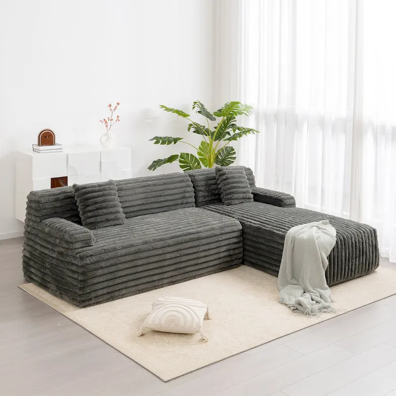 Cloud Sectional Sofa, Modern Upholstered Couch with 2 Throw Pillows, Free-Combined Sofa, Modular Sectional L Shaped Couch