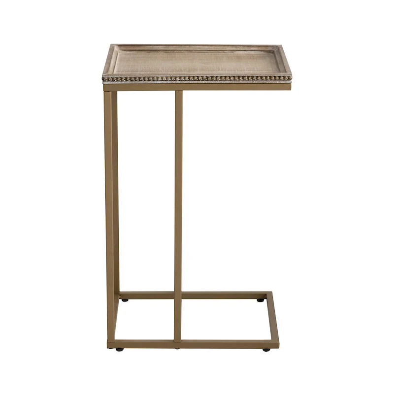 COZAYH Farmhouse C Table End Table, Distressed Beaded Edge Tray Top Side Table