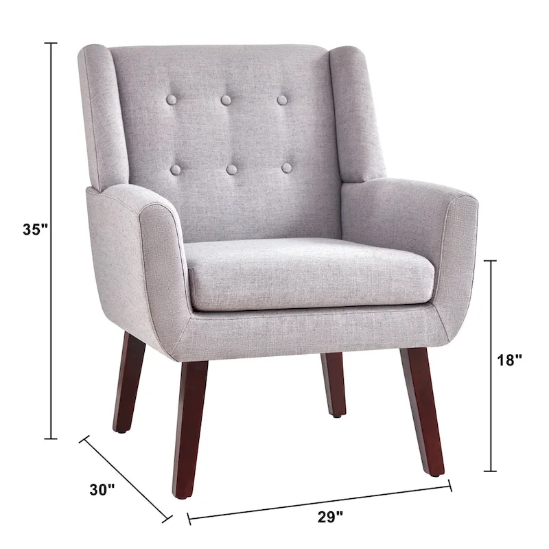 Linen Accent Chair with Tufted Back