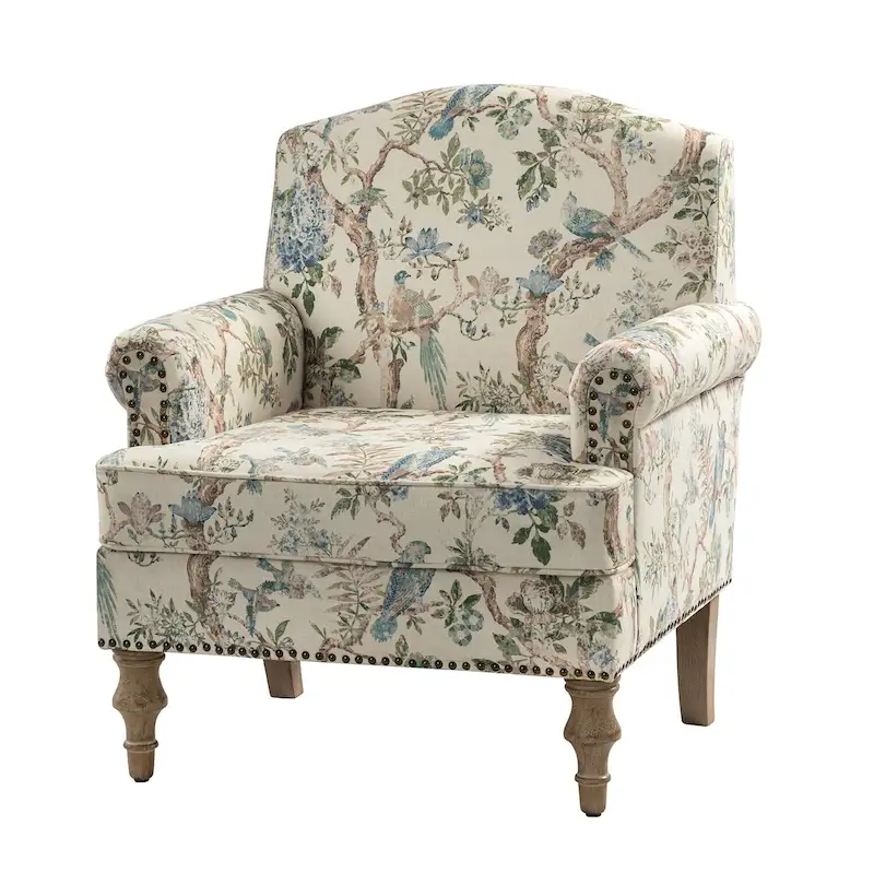 Yahweh Farmhouse Nailhead Armchair with Rolled Arms by HULALA HOME