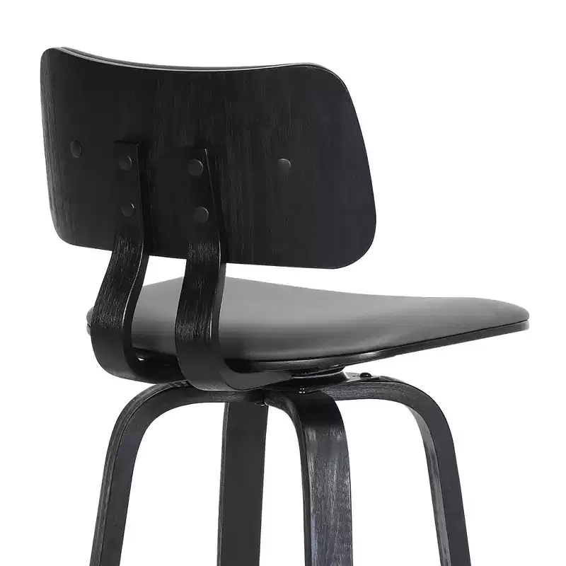 GDFStudio Calder Modern Faux Leather and Wood Swivel Bar Stool