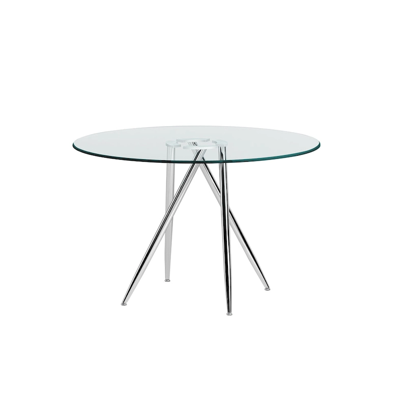 Somette Benz 47 Round Glass Table with Tapered Art Deco Base