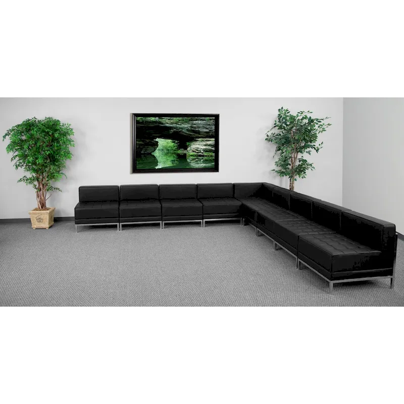 9 Piece LeatherSoft Modular Sectional Configuration - Stainless Steel Legs - 140.5W x 28.75 - 140.5D x 27.5H