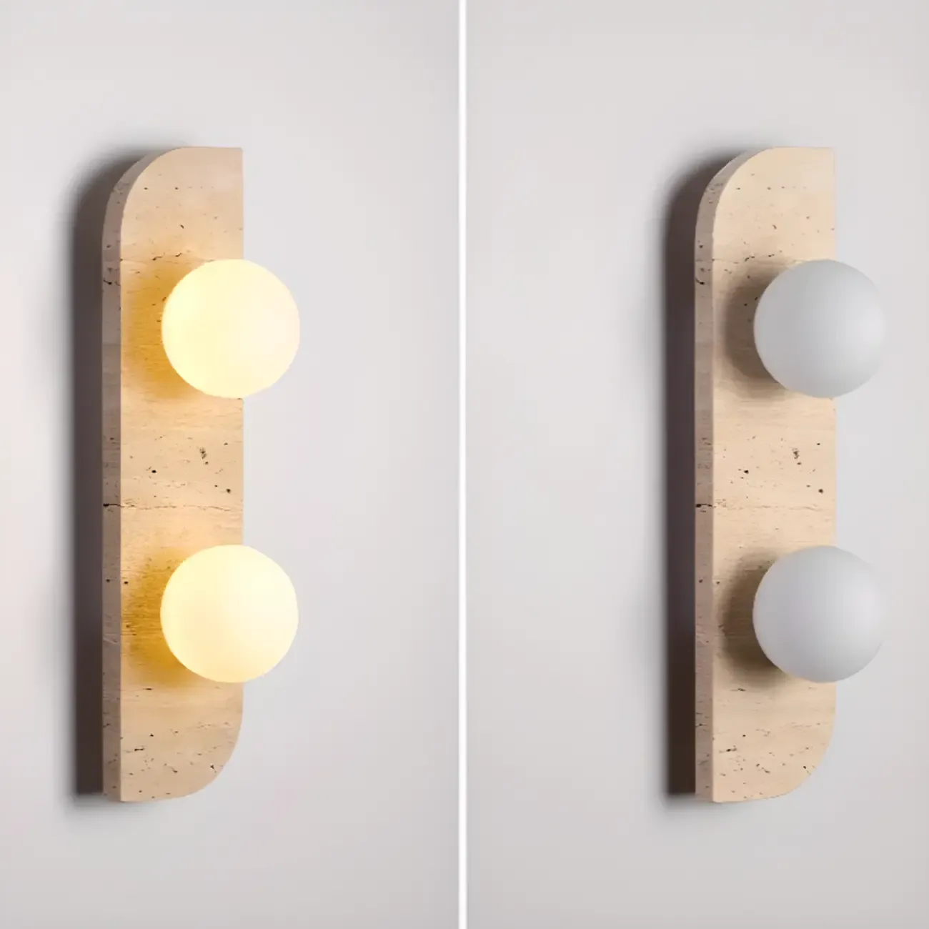 Modern Beige Stone Glass Globe Ambient Wall Sconce