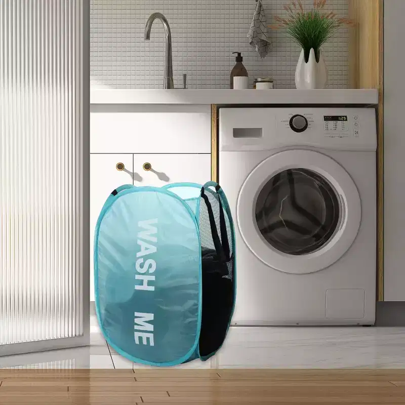 Foldable Mesh Laundry Basket, Black/Blue/Green/Pink, 75L, 1-Person Use