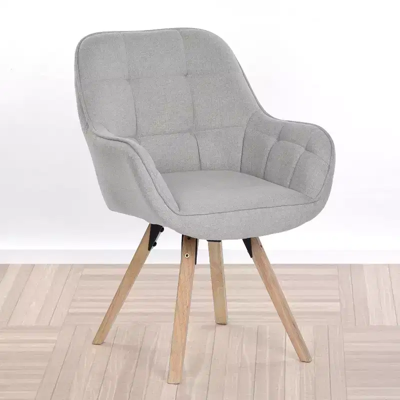 Accent Armchair Fabric Upholstered, Modern Leisure Vanity Chair with Padded Backrest and Seating Cushion, Swivel Armchair Side Chair, Grey