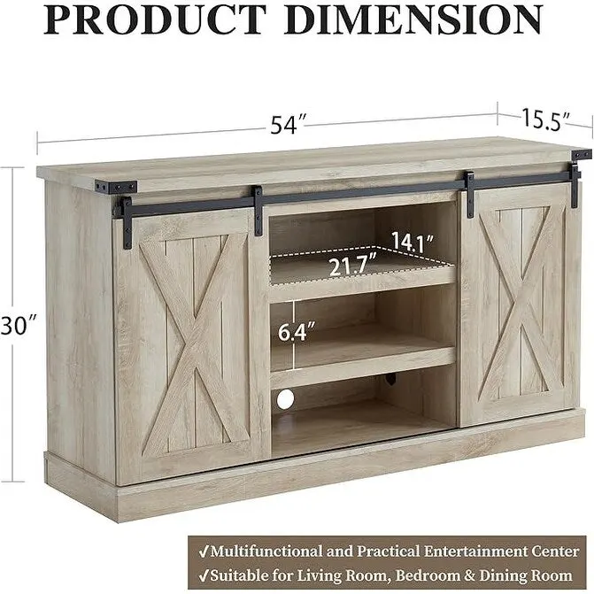 Wood Media Console TV Stand Entertainment Center