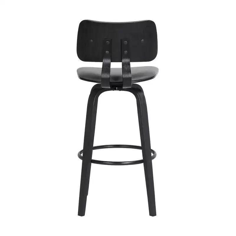 GDFStudio Calder Modern Faux Leather and Wood Swivel Bar Stool