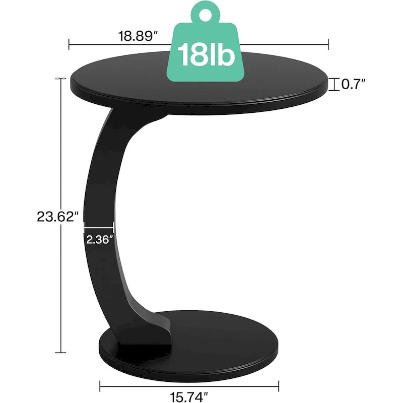 Wooden C-Shaped End Table