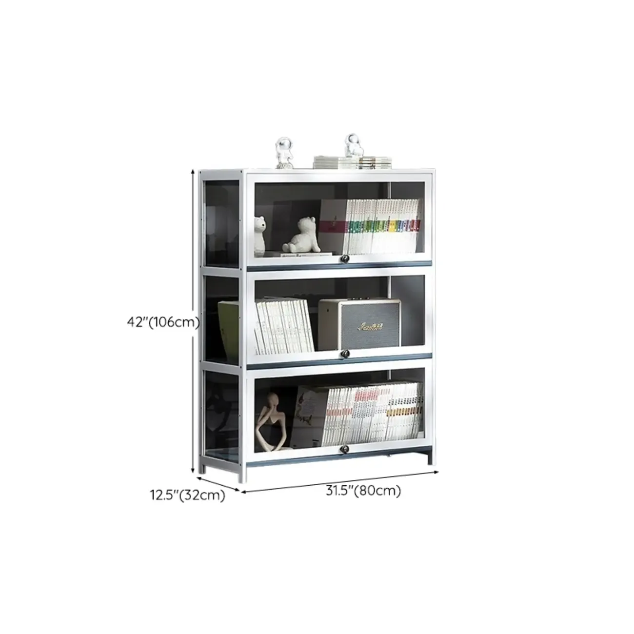 Modern White Bamboo Flip-Up Glass Display Cabinet
