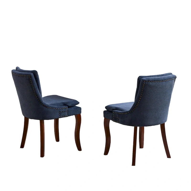 Chenille Fabric Upholstered Dining Chairs w/ Solid Wood Legs(Set of 2)