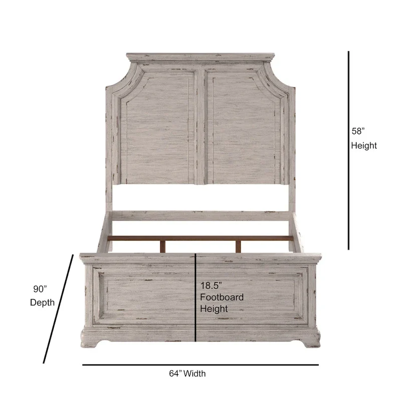 Palisade Distressed Antique White Panel Bed