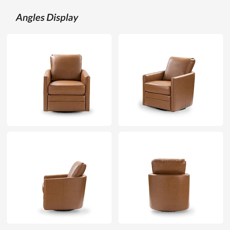 Terrance Transitional Swivel Faux Leather Barrel Chair with Metal Base Set of 2