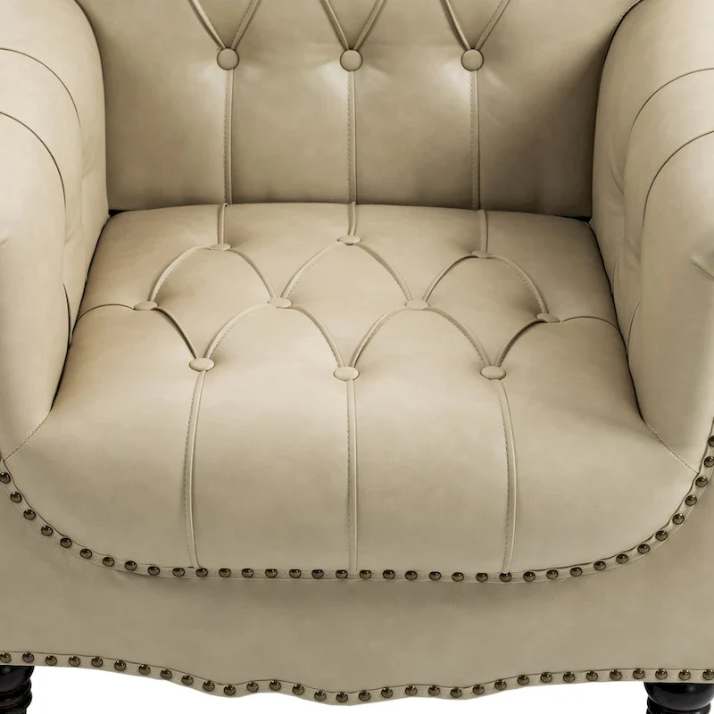Tufted Vegan Leather Accent Chair Upholstered Armchair