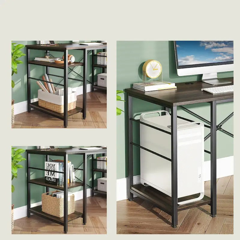 95.2 Inch L Shaped Desk with Shelves Home Office Computer Desk