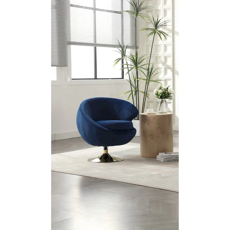 HOMEFUN Velvet 360 Degree Swivel Right Cuddle Barrel Accent Chairs