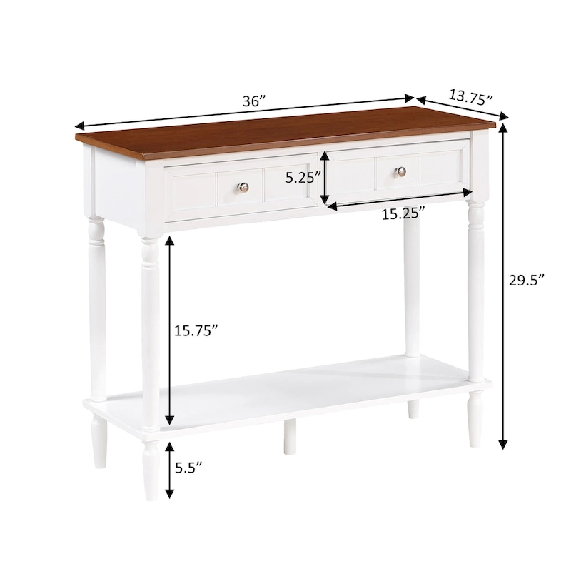 Convenience Concepts French Country 2 Drawer Hall Table with Shelf