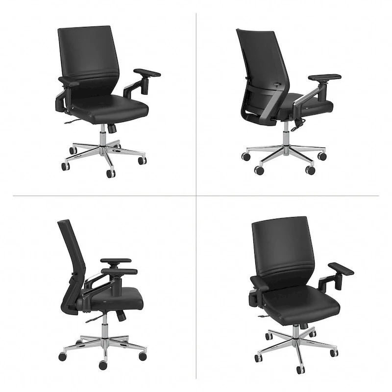 Mid Back Bonded Leather Office Chair with Adjustable Height and Armrests