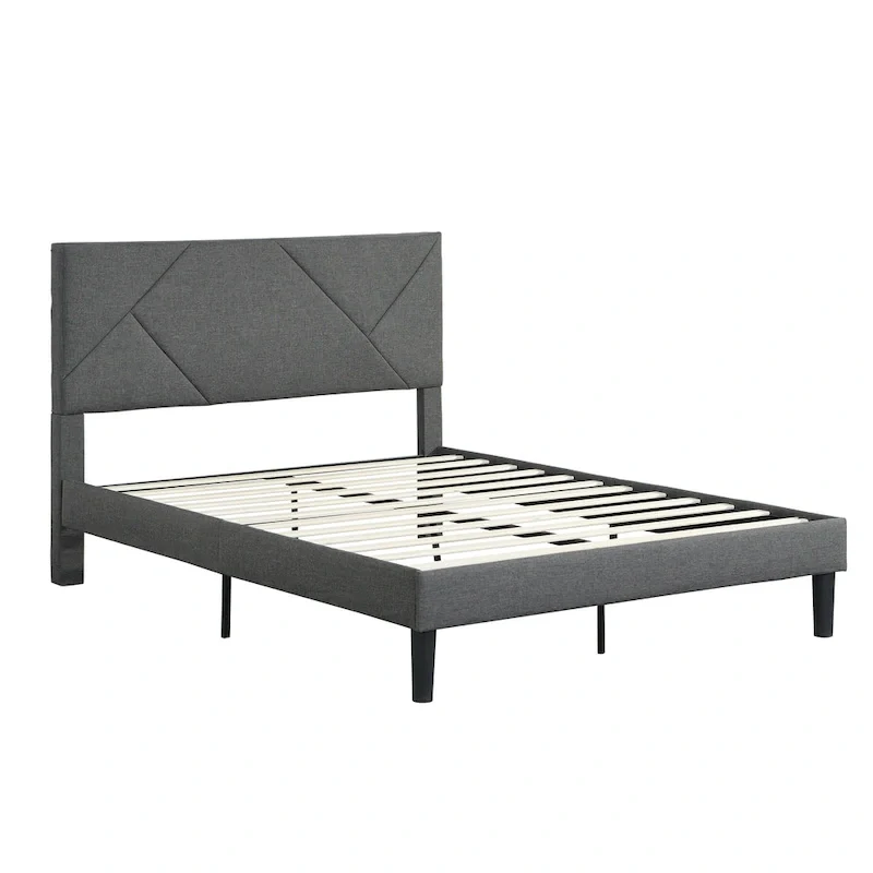 Full Size Upholstered Platform Bed Frame With Headboard