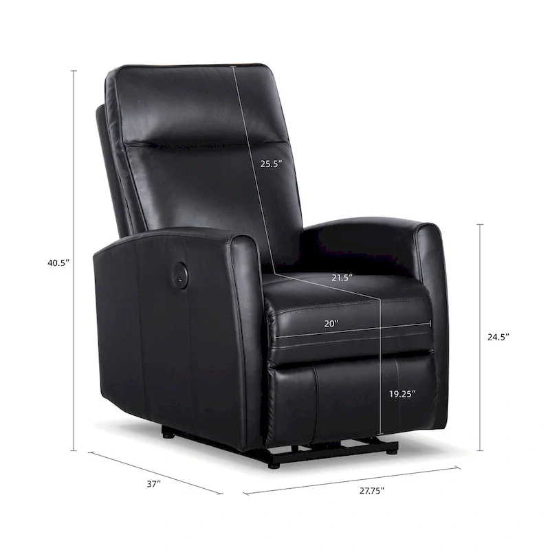 27.75 Width Genuine Leather Power Recliner Couch With USB Charger