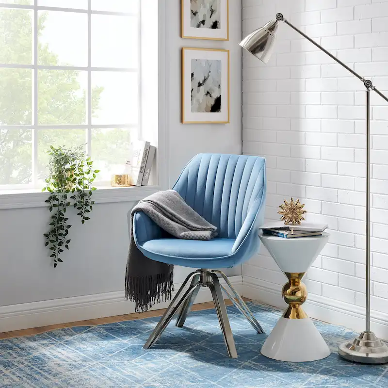 Art Leon Classical Velvet Swivel Office Accent Chair with Golden Legs