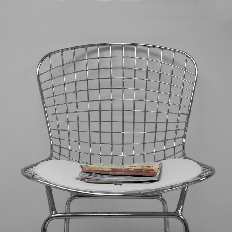 Mid Century Modern Chrome Wire Counter Stool (Set of 2) - N/A