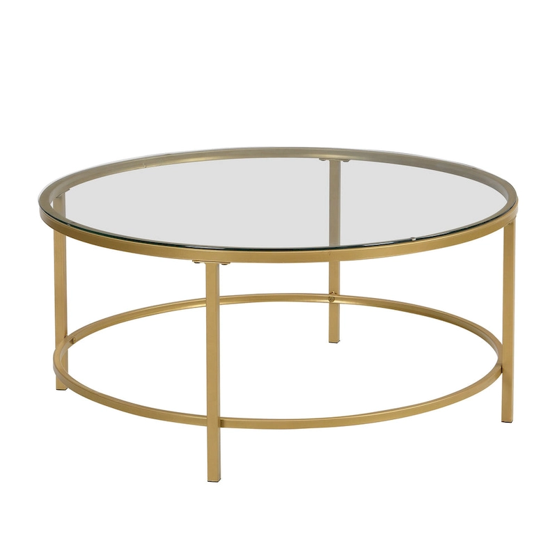 Carolina Living Verazano Faux Marble Top 36 Round Coffee Table - Gold
