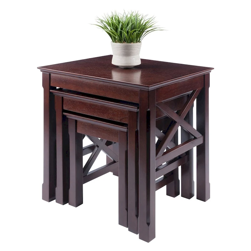Xola 3-Pc Nesting Tables, Cappuccino - 21.1W x 17.3D x 22.1H.