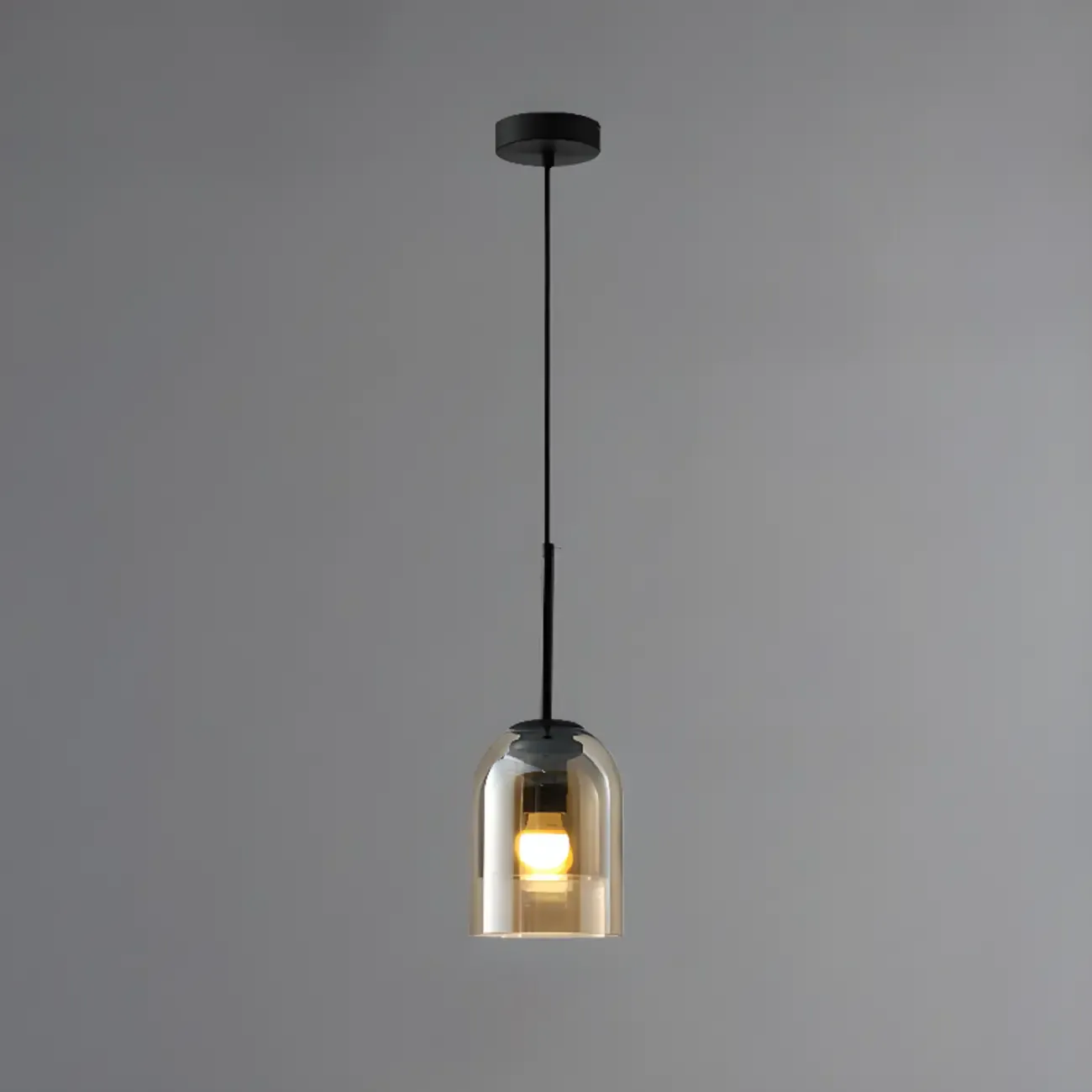 Modern Metal Gray Glass Cylinder Pendant Light
