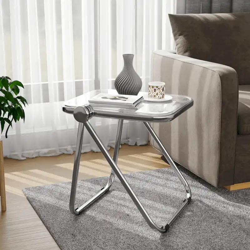 LeisureMod Lawrence Rectangular Folding Table with Aluminum Frame - 16.73