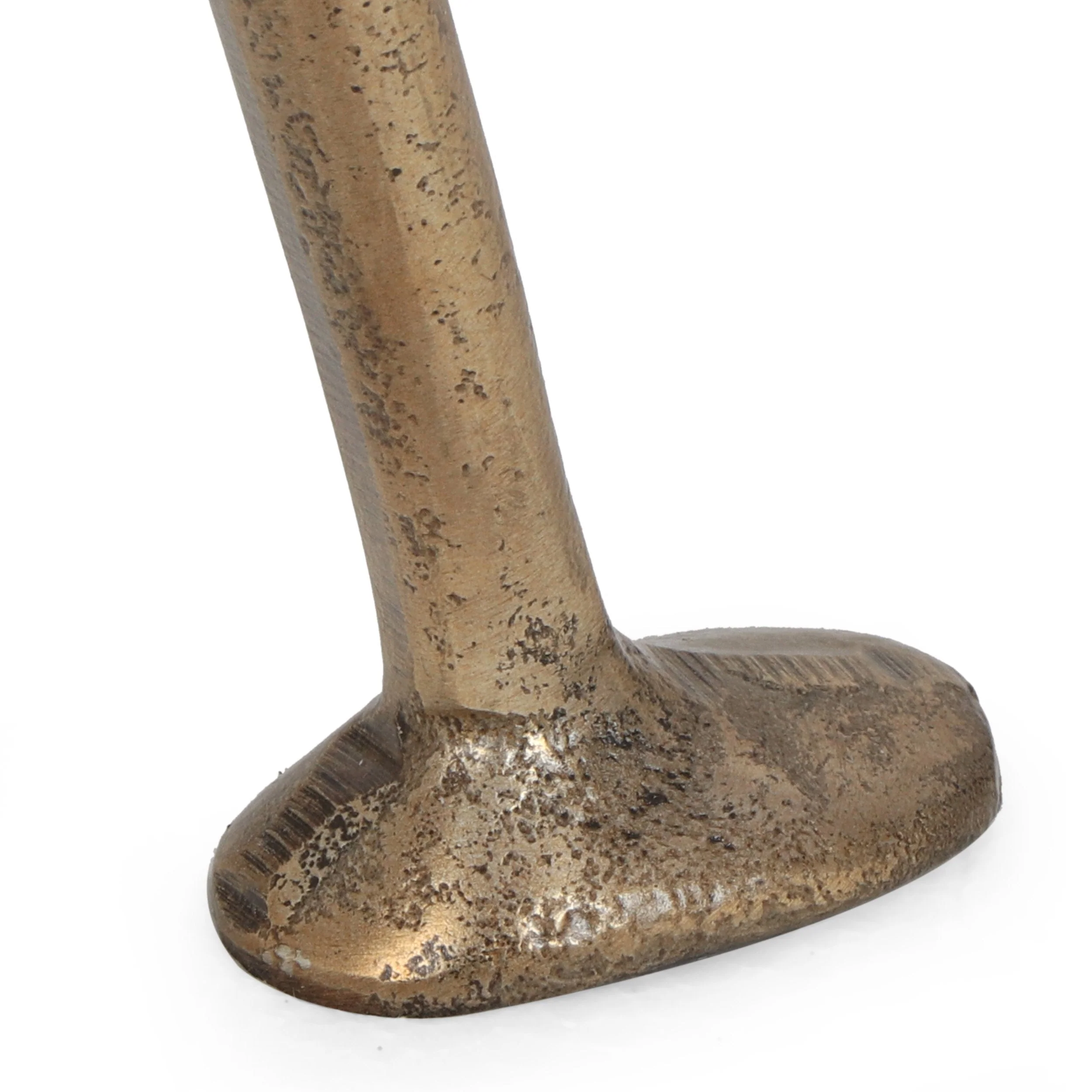 Modern Glam Handcrafted Glass Top Aluminum Tripod Coffee Table, Raw Brass - NH337413