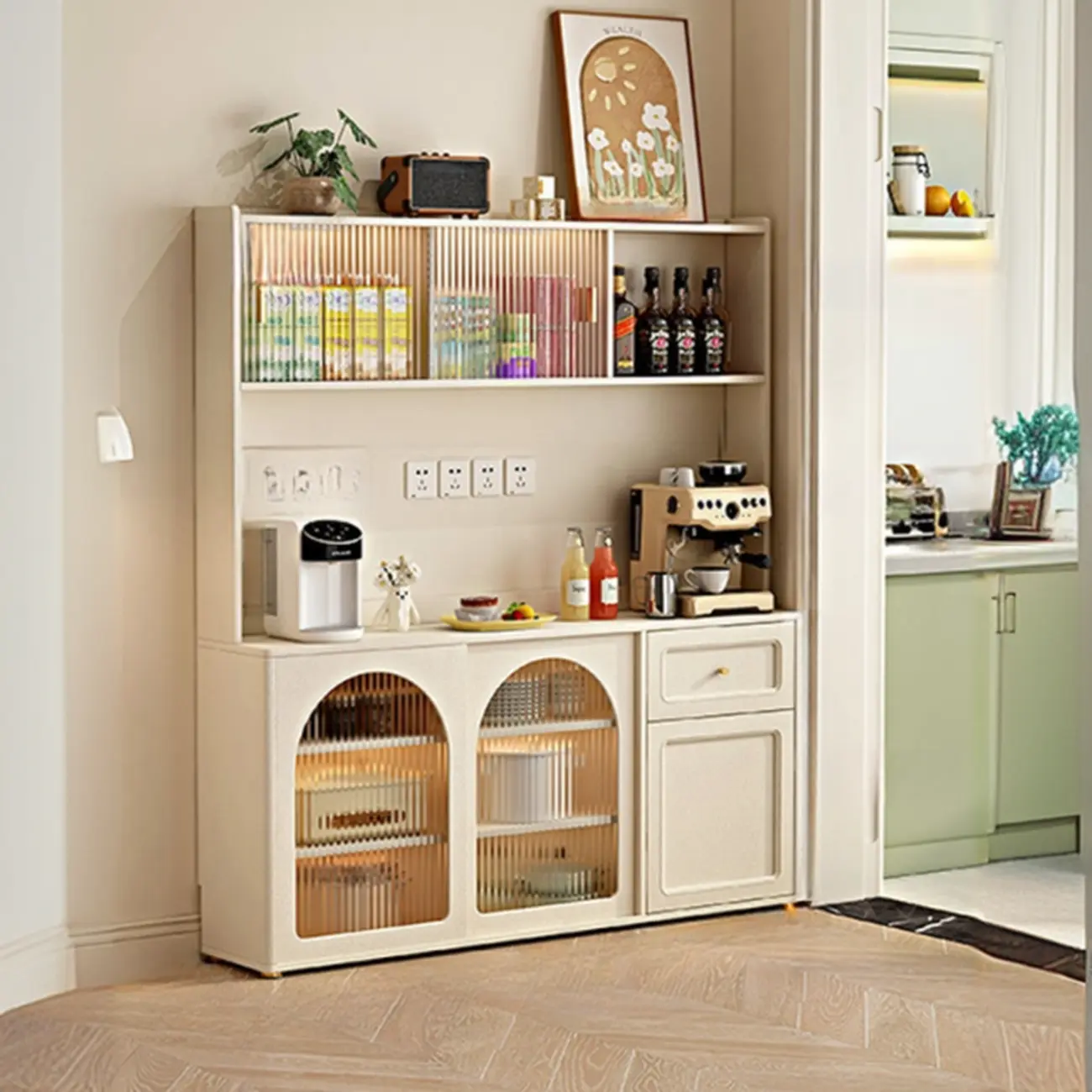 Modern Slab Wood Countertop Kitchen Sideboard