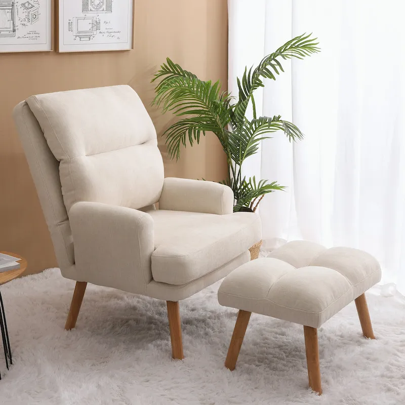 Accent Chair with Ottoman Set, with Adjustable Backrest