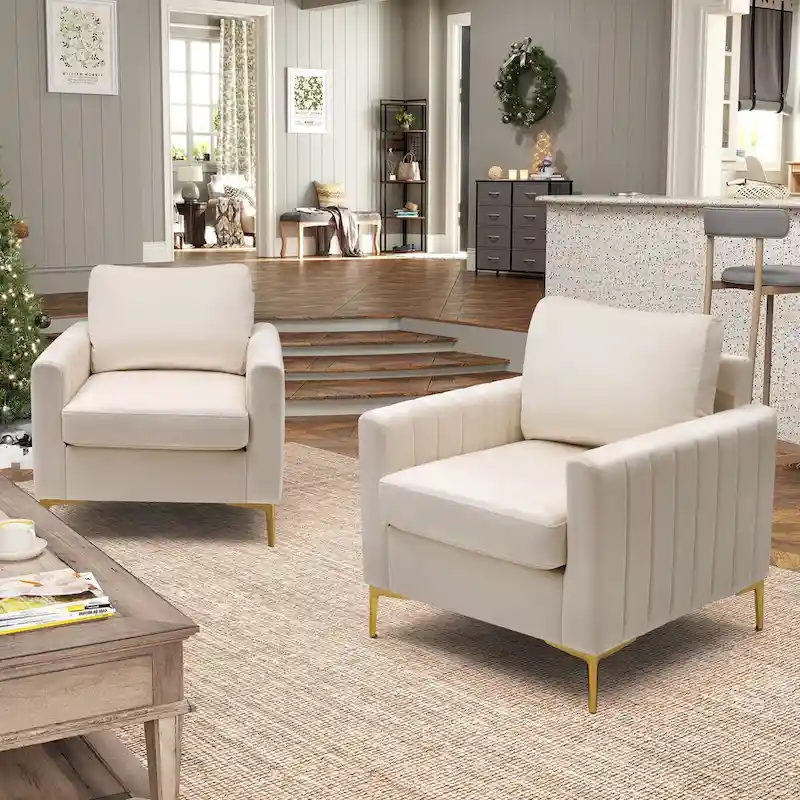 Upholstered Club Chair Accent Chair Velvet Arm Chair Comfortable Sofa Chair - See picture