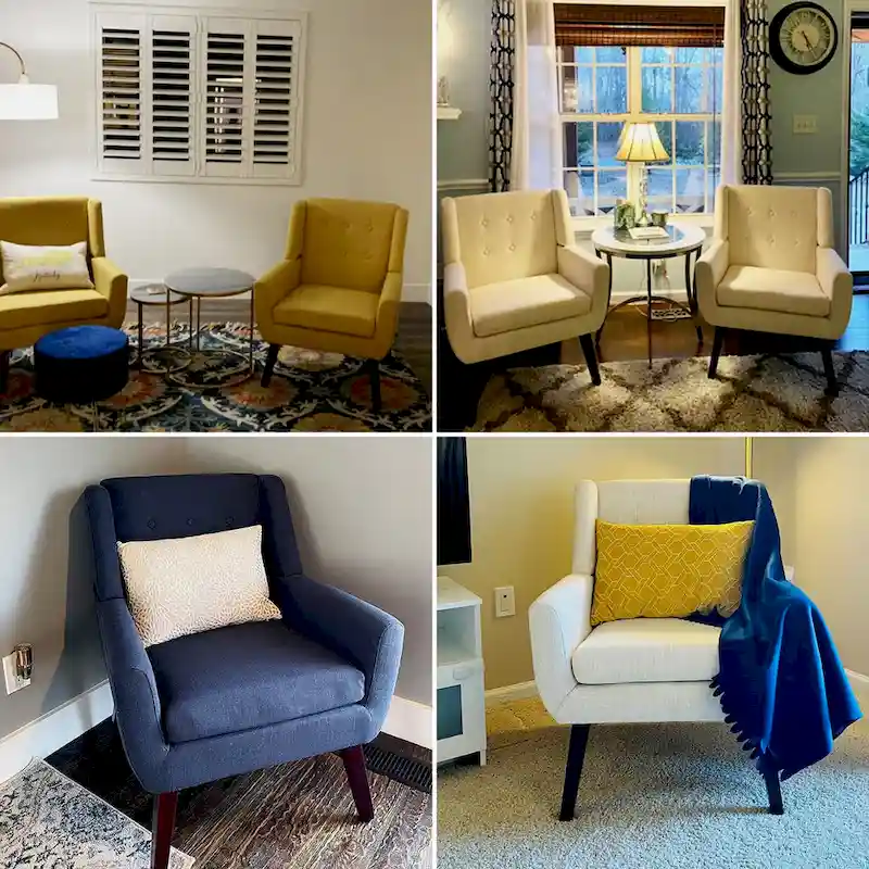 Linen Accent Chair with Tufted Back