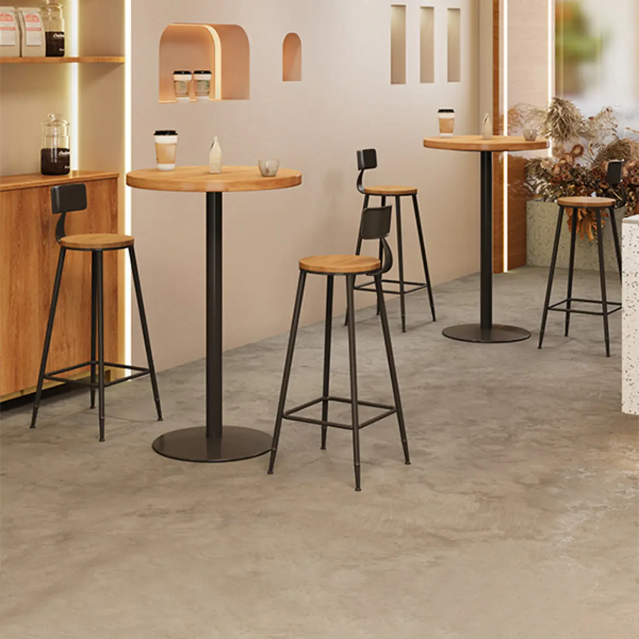 Cosmopolitan Light Wood Bar Set with Round Table