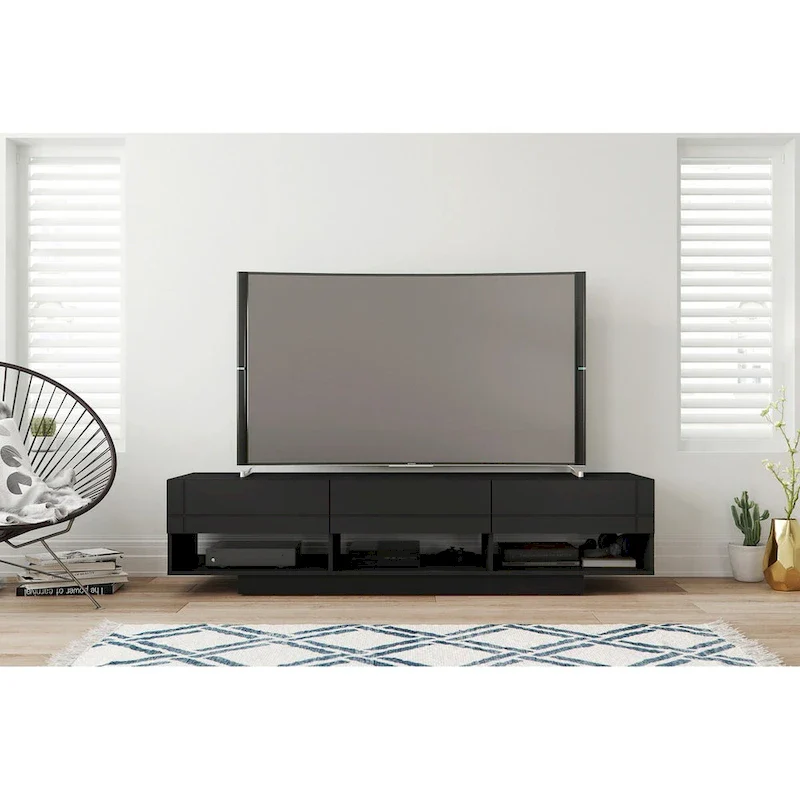 Nexera Stereo 72-inch 3-Drawer TV Stand, Black