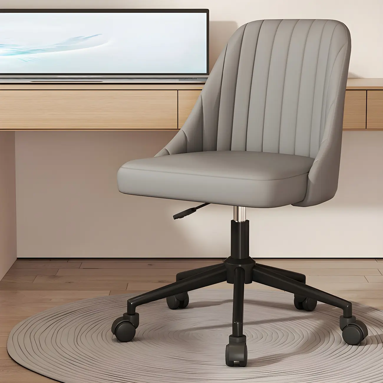 Modern Beige Adjustable Swivel Office Chair