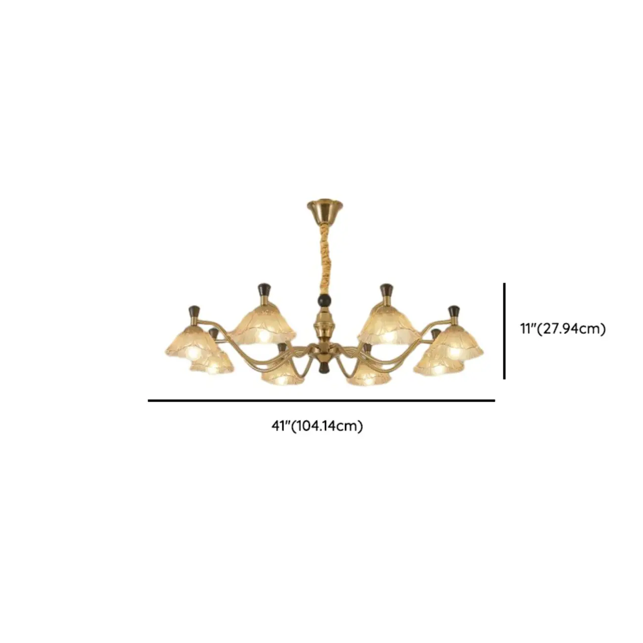 Modern Adjustable Gold Flower Glass Chandelier 6/8 Lights