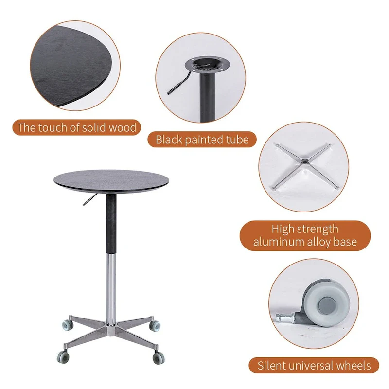 Adjustable Height Bar Table with 360° Swivel - Aluminum Base (24