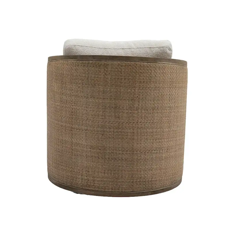 Swivel Barrel Chair, Comfy Round Accent Chair, 360 Degree Swivel Barrel Club Chair, Leisure Arm Chair with Rattan Woven Frame