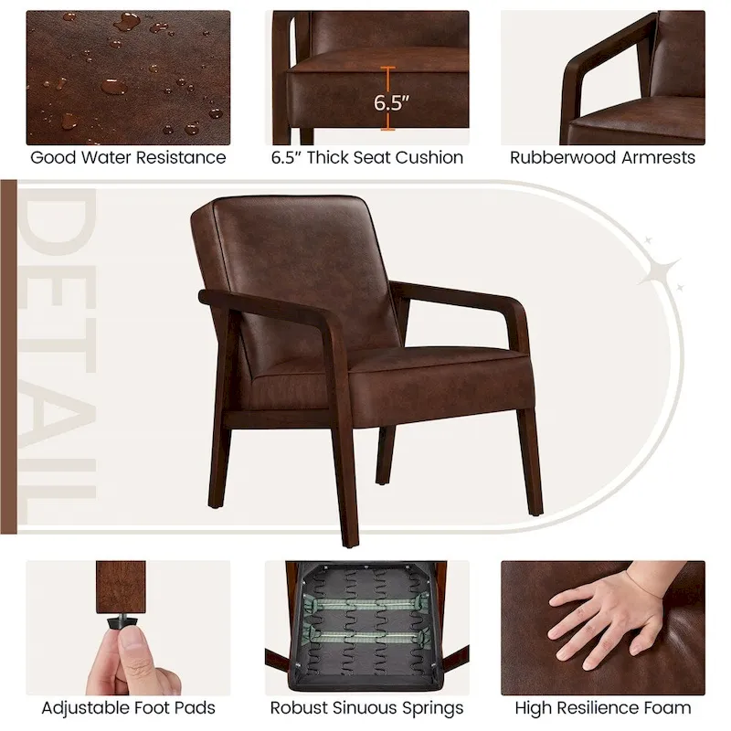 Yaheetech Modern Faux Leather Upholstered Accent Chair Armchair