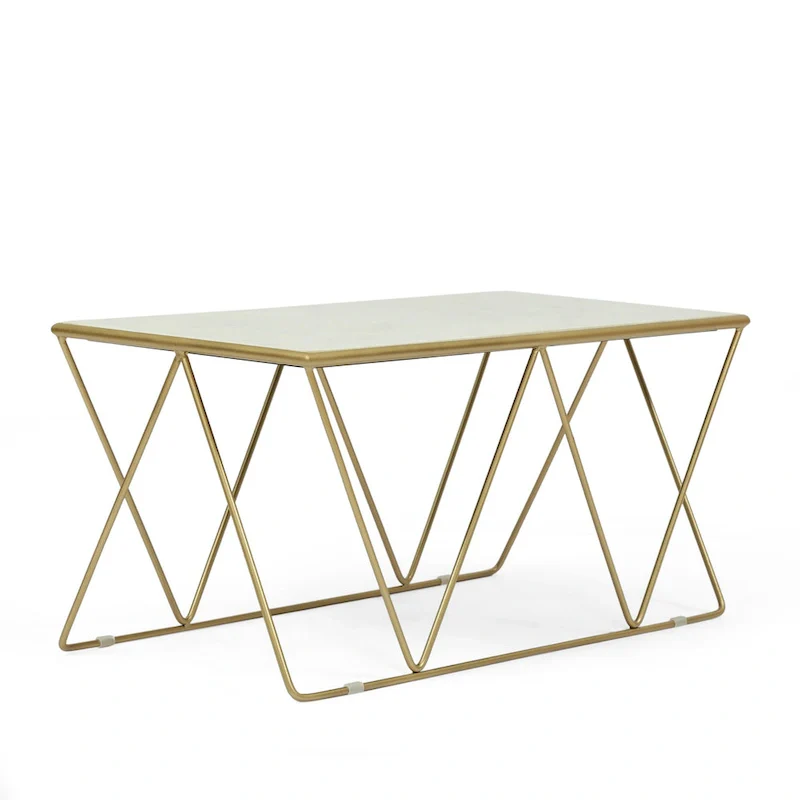 Sardis Modern Glam Handcrafted Marble Top Coffee Table by Christopher Knight Home - 37.00 L x 19.00 W x 18.00 H