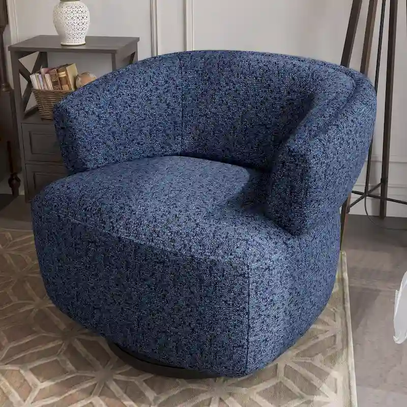 Fully Assembled Upholstered Swivel Barrel Chair